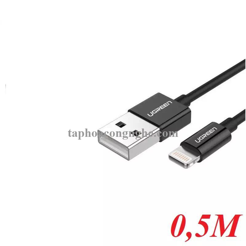 Ugreen 40984 0.5M màu Đen Cáp Lightning sạc + truyền dữ liệu cho iPhone US199 30040984